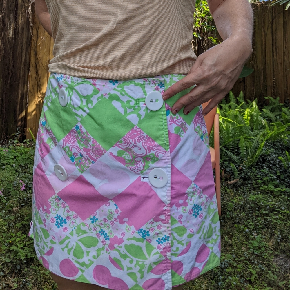 Pink, Green, & Blue Patchwork Pattern Reversible … - image 3